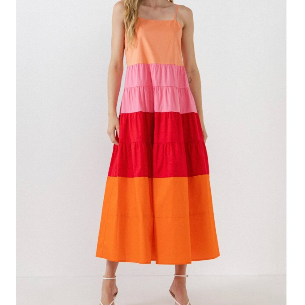 English Factory Dress Maxi Spaghetti Strap